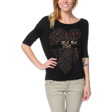 Lira Girls Tough Luck Cheetah Black Top