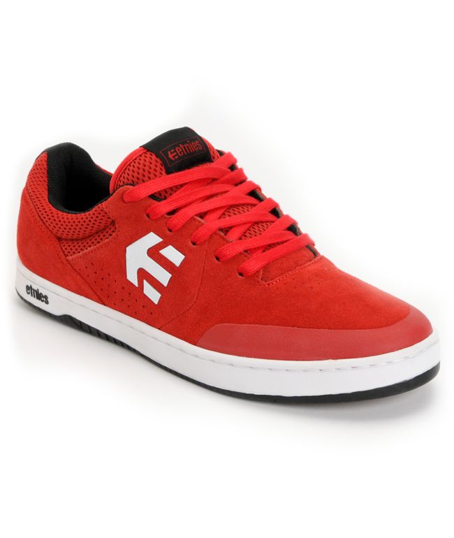 Etnies Marana Red & White Suede Skate Shoe