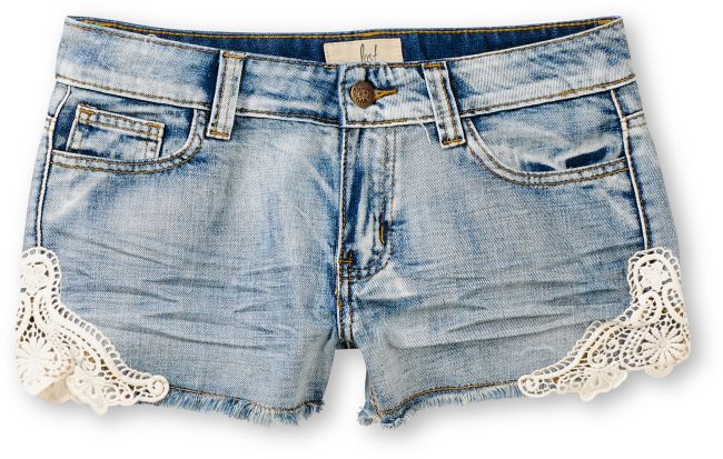 Lost Shine On Indigo & Lace Cut Off Shorts