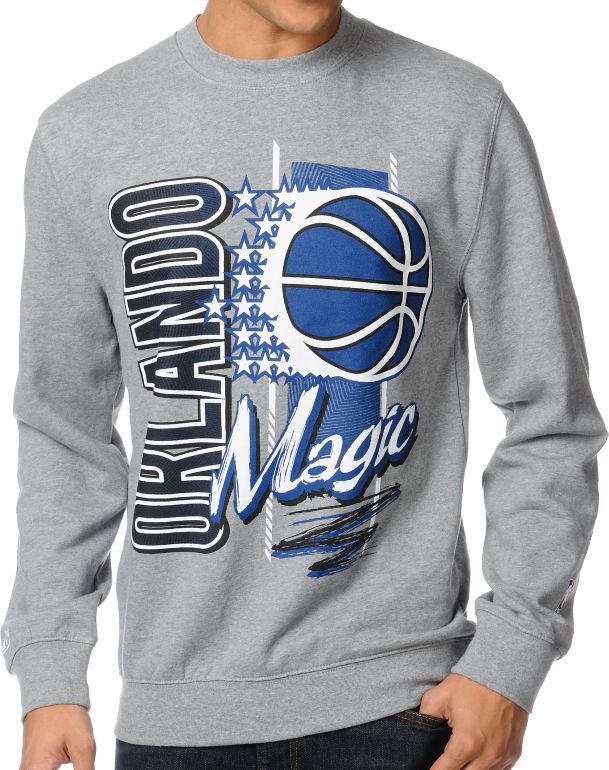 NBA Mitchell and Ness Magic Zip Zag Grey Crew Neck Sweatshirt