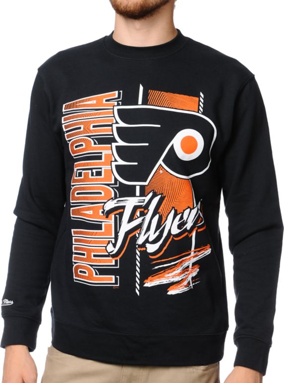 NHL Mitchell and Ness Flyers Zip Zag Black Crew Neck Sweatshirt