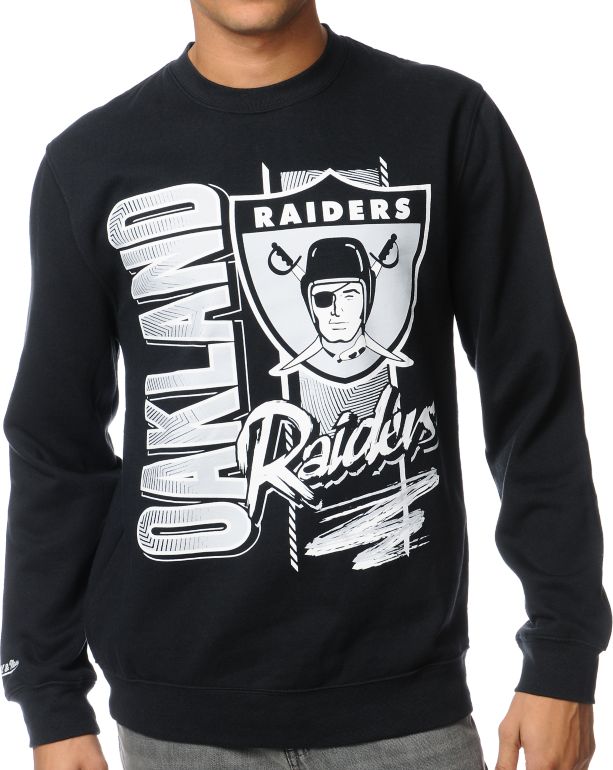 NFL Mitchell and Ness Raiders Zip Zag Black Crew Neck Sweatshirt