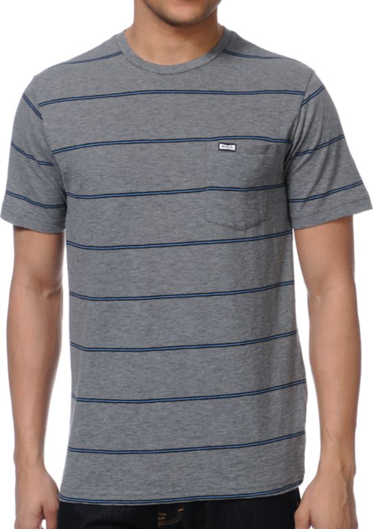 RVCA Emmet Striped Grey Stripe Knit Tee Shirt