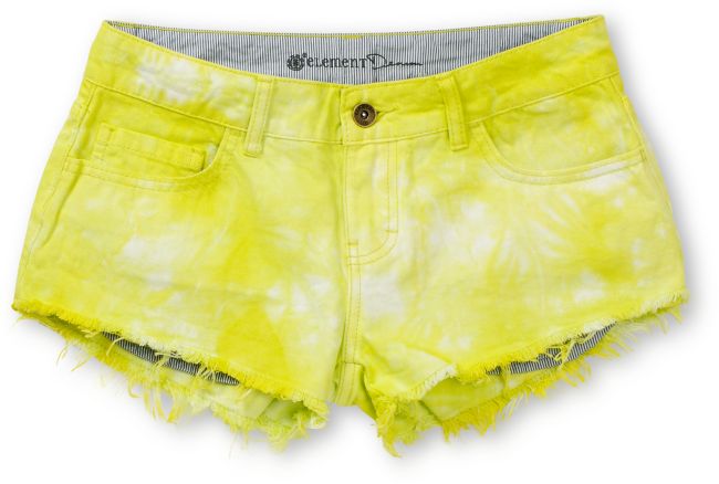 Element Descent Yellow Tie Dye Cut Off Shorts