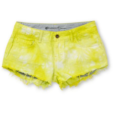 Element Descent Yellow Tie Dye Cut Off Shorts