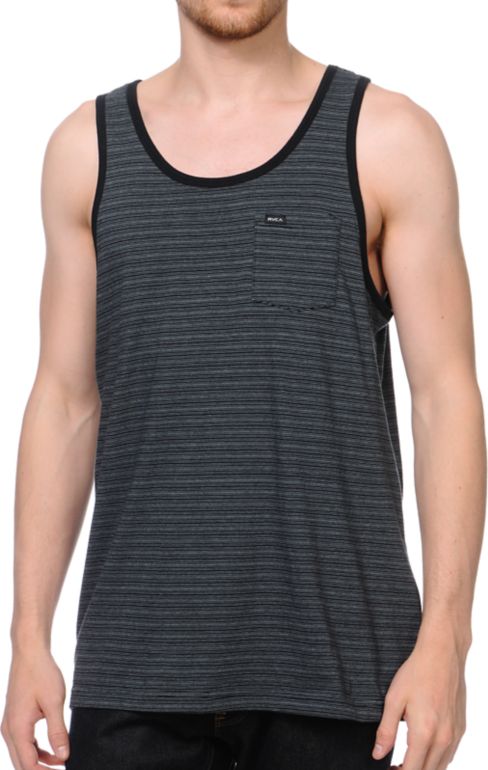 RVCA Swanston Black Stripe Tank Top