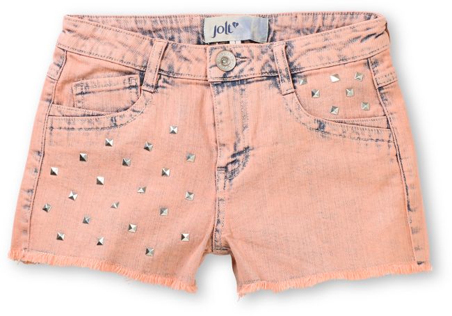 Jolt Tiffany High Waisted Acid Wash Stud Denim Shorts