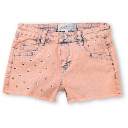 Jolt Tiffany High Waisted Acid Wash Stud Denim Shorts