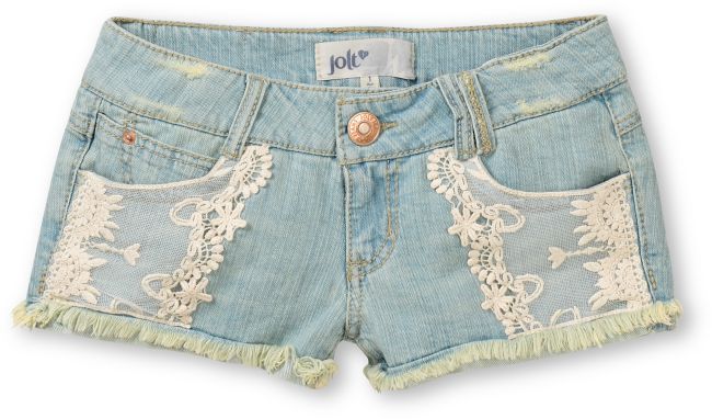 Jolt Sam Lace Pocket Cut-Off Denim Shorts