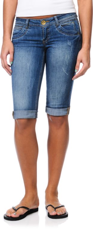 Jolt Kelly Skimmer Indigo Bermuda Denim Shorts