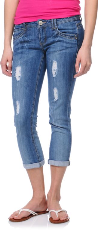 Jolt Marty Indigo Wash Cropped Jeans