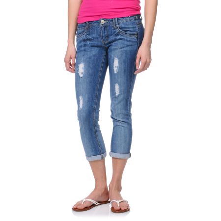Jolt Marty Indigo Wash Cropped Jeans