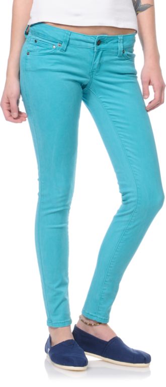Empyre Girls Logan Teal Sunfade Twill Skinny Jeggings