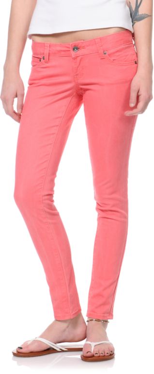 Empyre Girls Logan Melon Sunfade Twill Skinny Jeggings