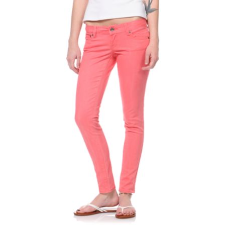 Empyre Girls Logan Melon Sunfade Twill Skinny Jeggings