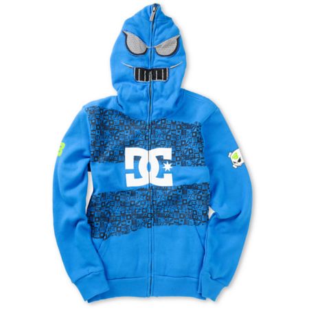 DC Boys Block Blue Full Zip Face Mask Hoodie