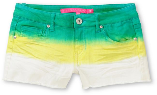 Tinsel Town Green Dip Dye Cut Off Denim Shorts