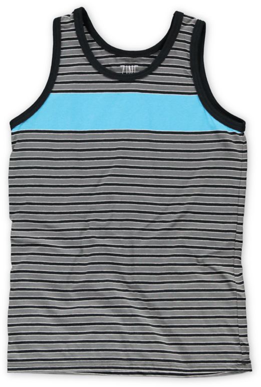 Zine Boys Blue Steel Teal & Black Stripe Tank Top
