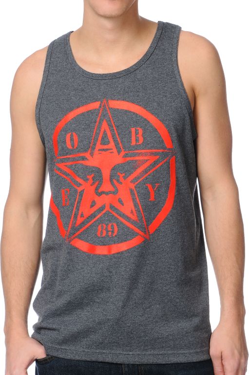 Obey Star Stencil Charcoal Grey Tank Top