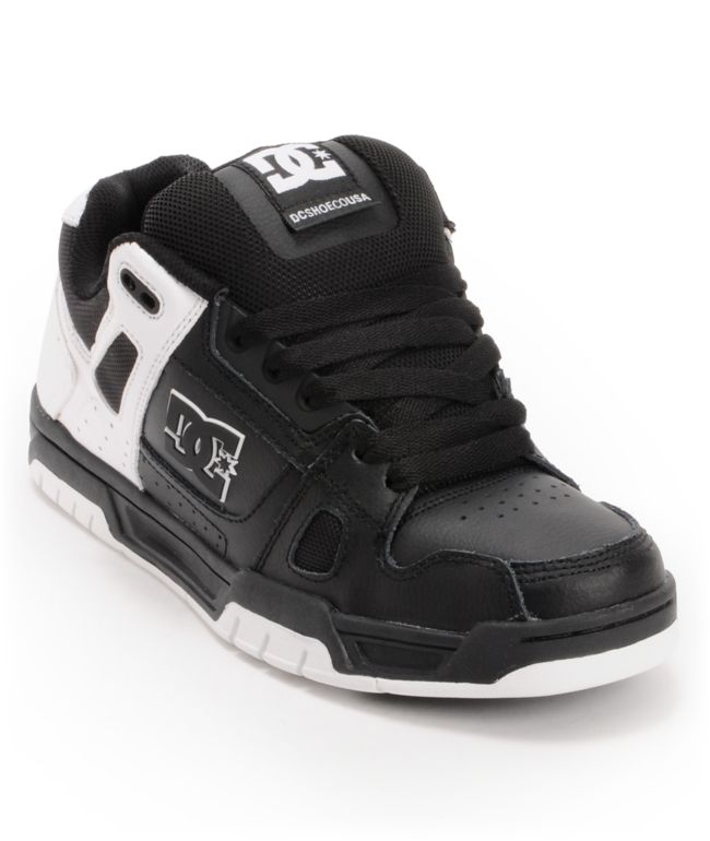DC Stag Black & White Leather Skate Shoe