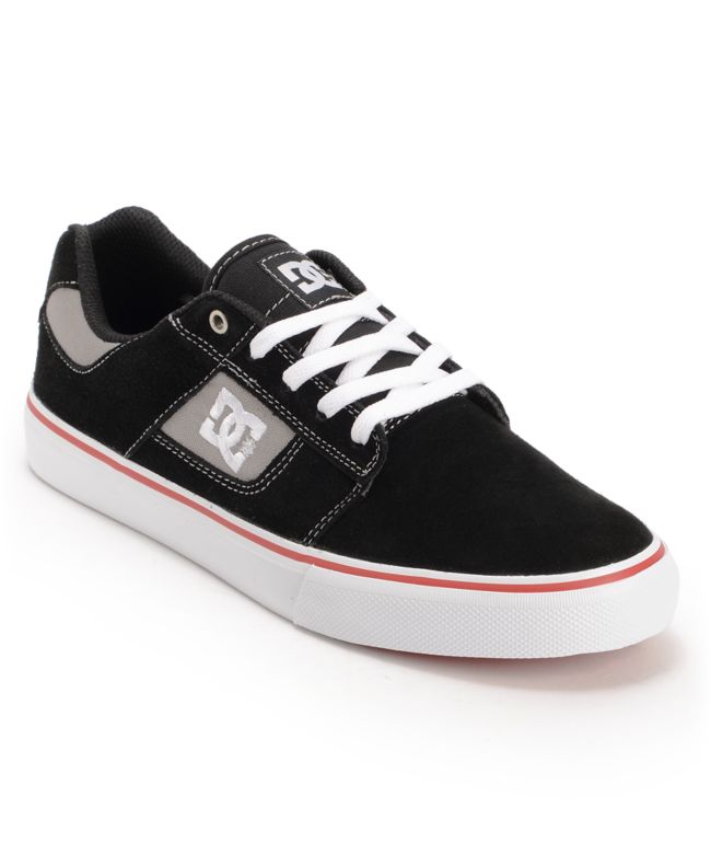 DC Bridge Black, Athletic Red & White Suede Skate Shoe