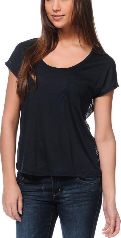 Empyre Finnley Black Chiffon Back Shirt