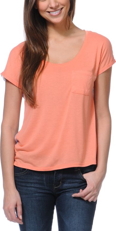 Empyre Girls Finnley Coral Chiffon Back Shirt