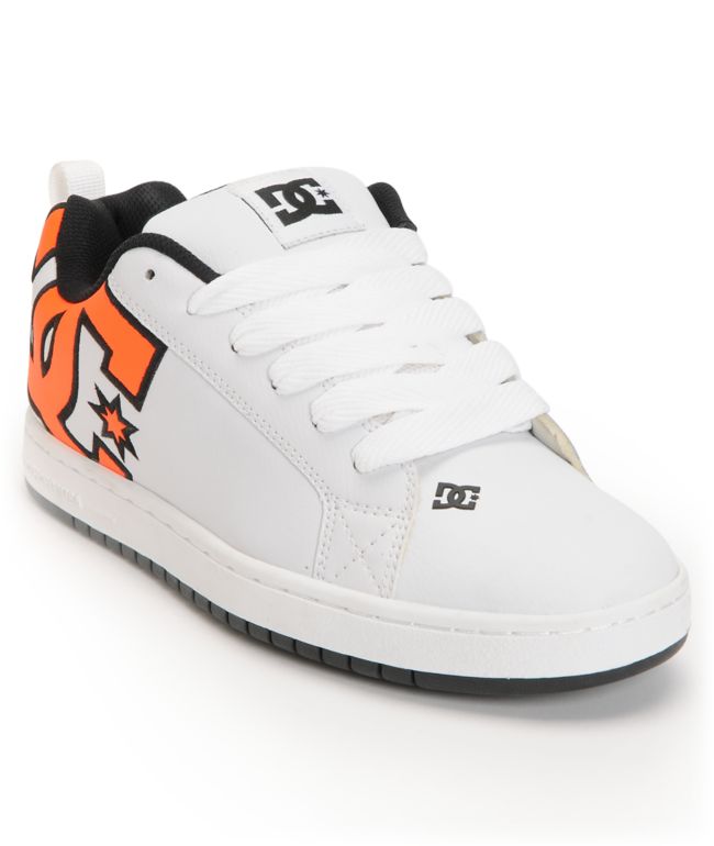 DC Court Graffik SE White & Neon Orange Skate Shoe