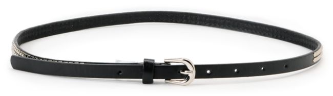 Super Trader Double Studded Black Skinny Belt