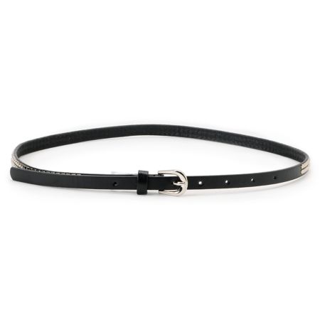 Super Trader Double Studded Black Skinny Belt