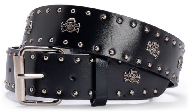 Super Trader Black Skull Studded Belt
