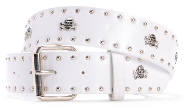 Super Trader White Skull Studded Belt