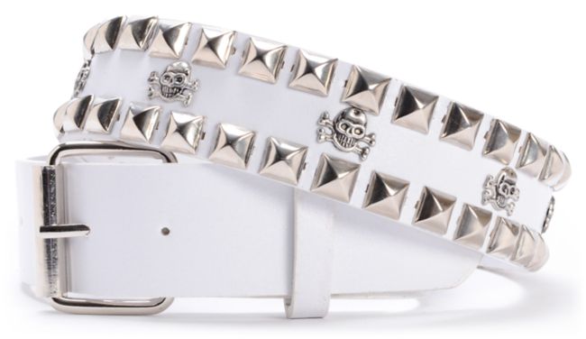 Super Trader White Double Studded Belt