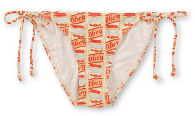 Obey Booze Can Cream Side Tie Bikini Bottom