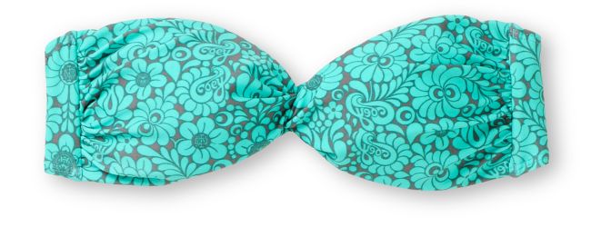 Obey Hippie Print Teal Bandeau Bikini Top