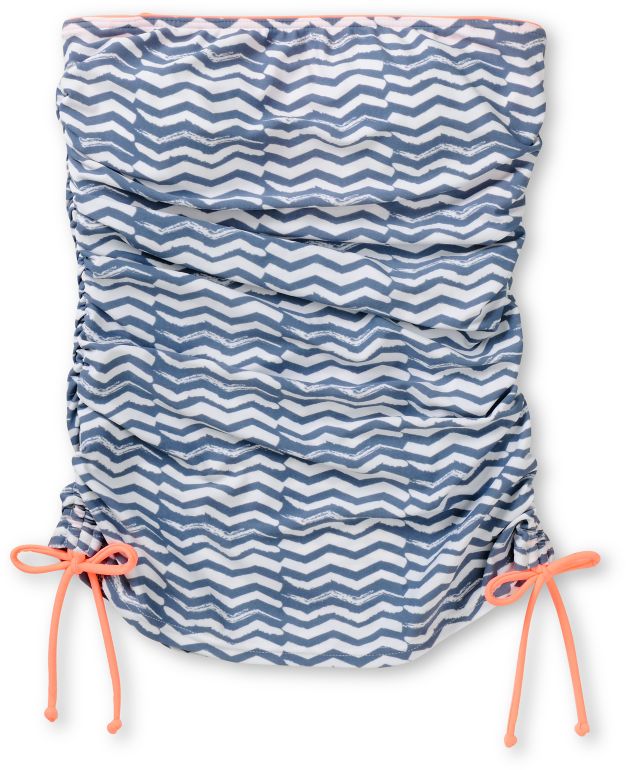 Gossip Coral, White & Grey Bandeau Tankini Top