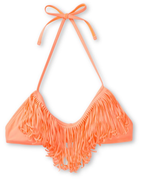 Gossip Coral Fringe Bralette Halter Bikini Top