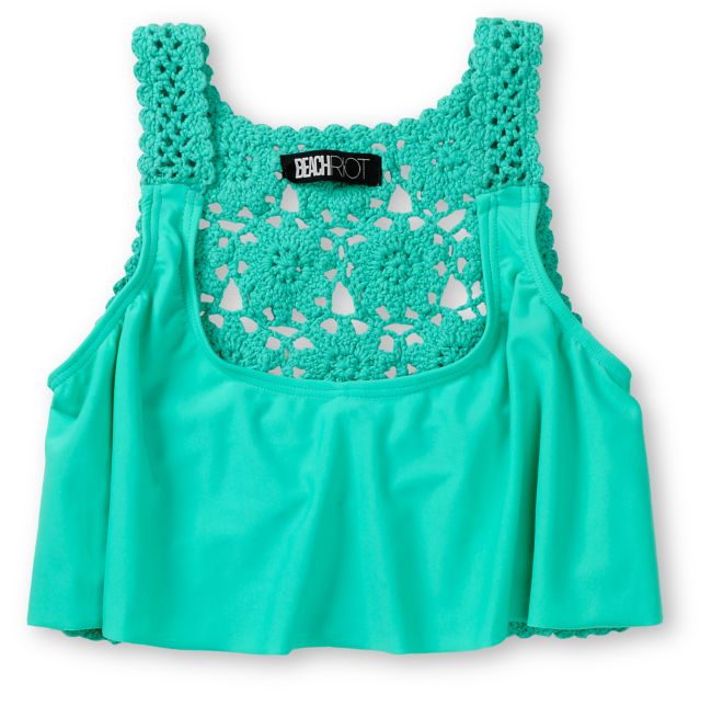 Beach Riot Farrow Mint Green Crochet Back Bikini Top