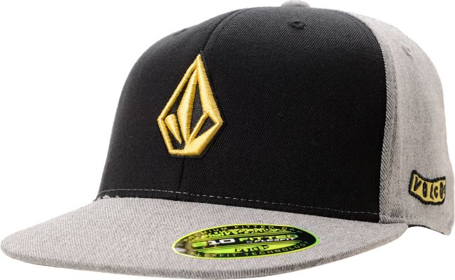 Volcom Too Stone Fabric Black & Grey FlexFit Hat