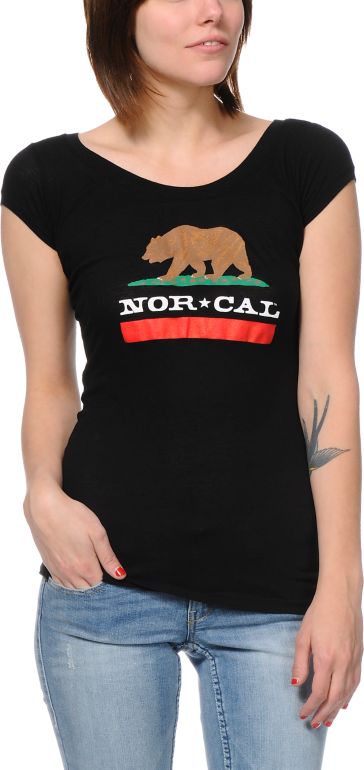 Nor Cal Girls Republic Black Cap Sleeve Tee Shirt