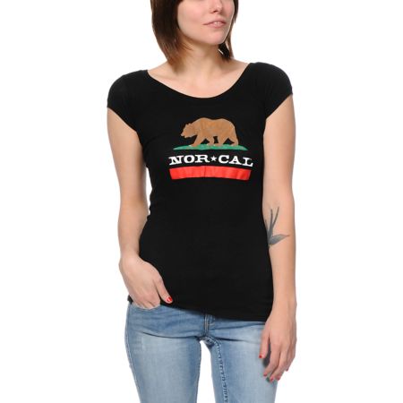 Nor Cal Girls Republic Black Cap Sleeve Tee Shirt