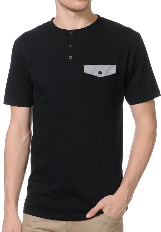 Dravus Slayer Black Knit Henley Shirt