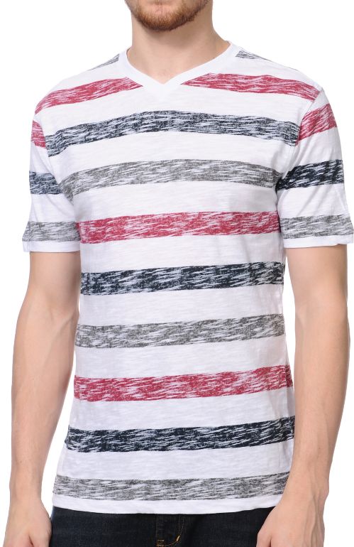 Empyre Shut Down White V-Neck Knit Tee Shirt