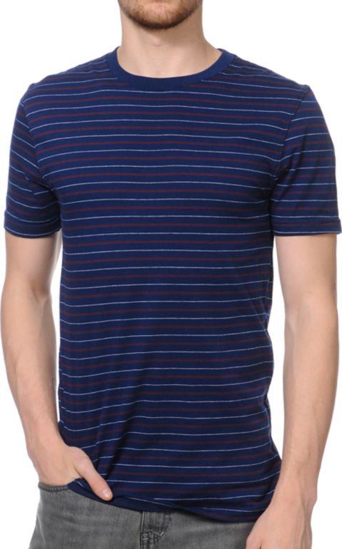Zine Lucid Navy Stripe Woven Tee Shirt