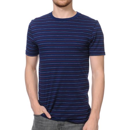 Zine Lucid Navy Stripe Woven Tee Shirt