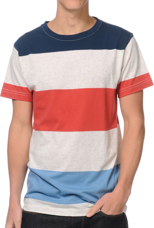 Zine Mccool Red & Navy Stripe Knit Tee Shirt