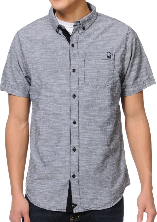 Dravus Phantogram Charcoal Slub Button Up Shirt