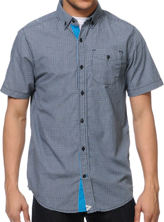 Dravus Flying Lotus Black Plaid Button Up Shirt