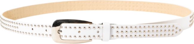 Super Trader Triple Studded White Skinny Belt