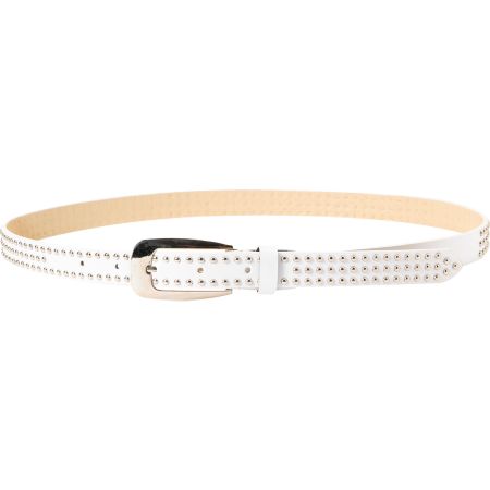 Super Trader Triple Studded White Skinny Belt